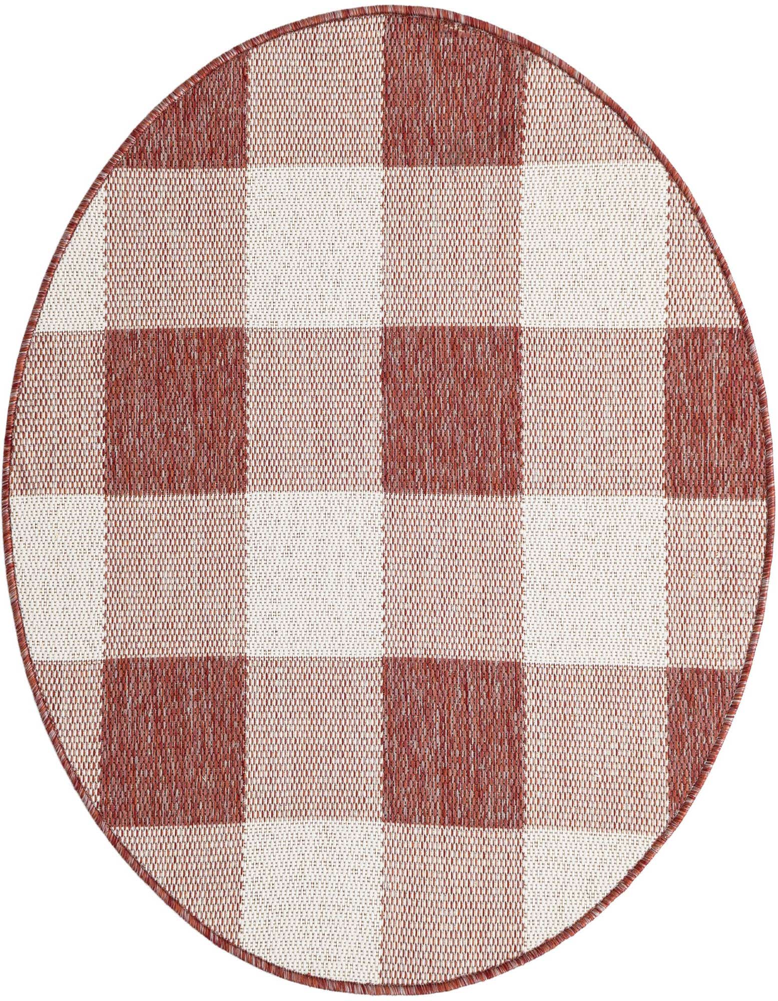 3' x 3' Easy-Clean Checkered Indoor / Outdoor Round Rug