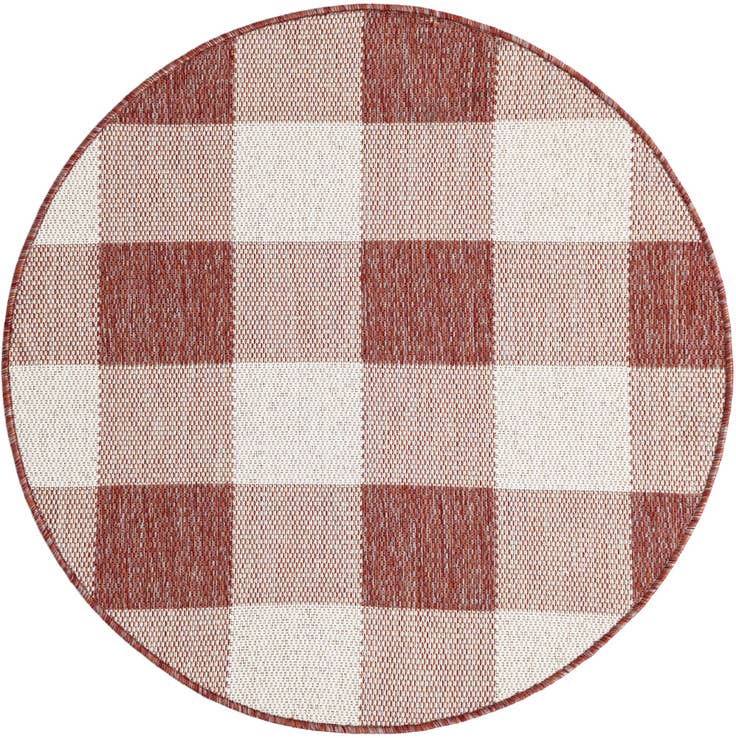 Detail image of 3' x 3' Easy-Clean Checkered Indoor / Outdoor Round Rug