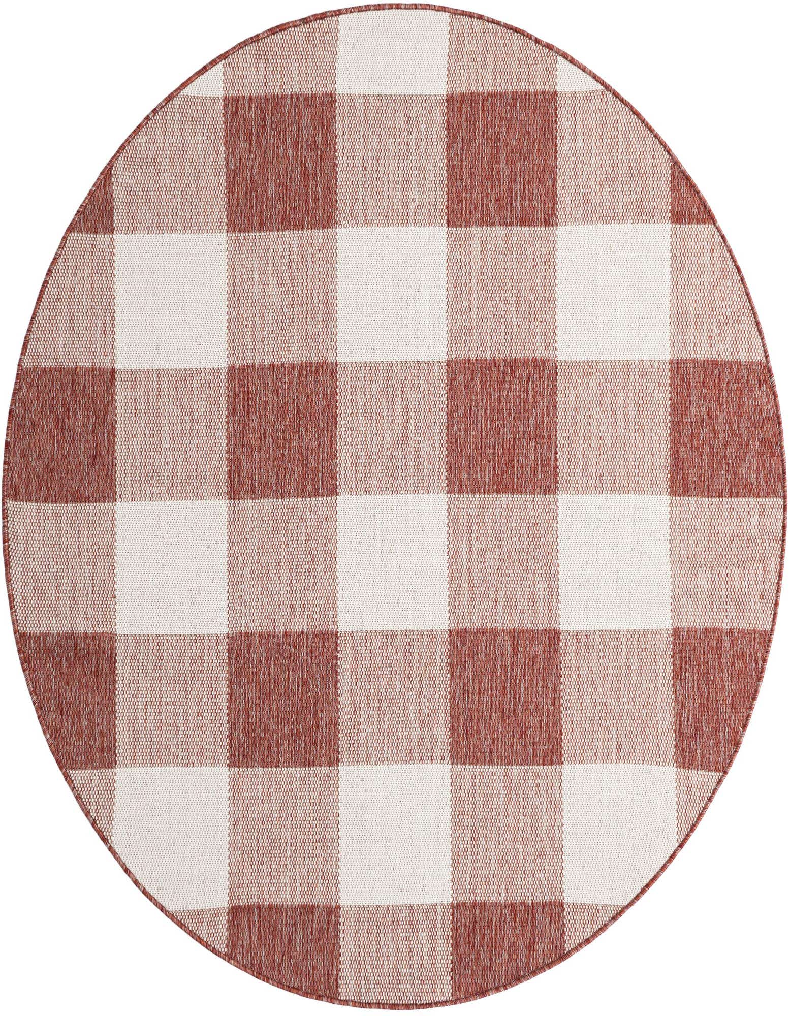 6' x 6' Easy-Clean Checkered Indoor / Outdoor Round Rug