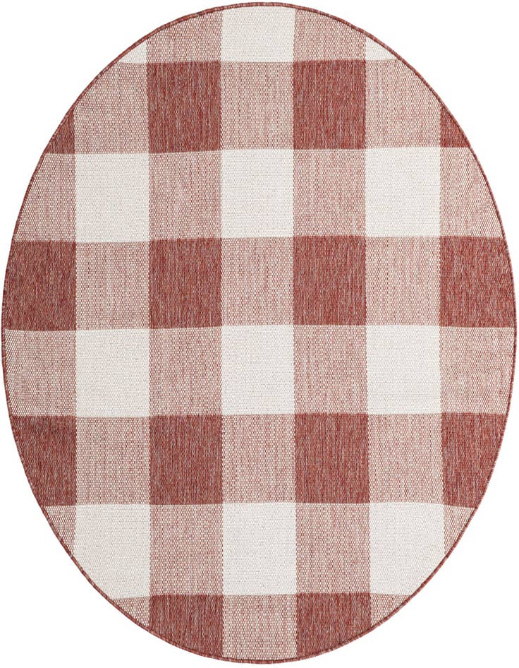 Detail image of 6' x 6' Easy-Clean Checkered Indoor / Outdoor Round Rug