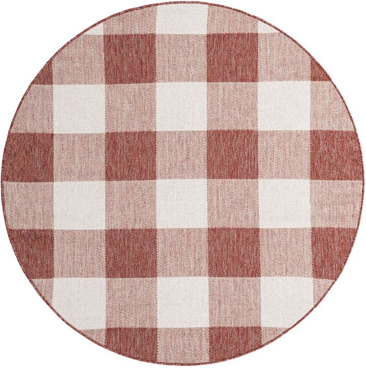6' x 6' Easy-Clean Checkered Indoor / Outdoor Round Rug