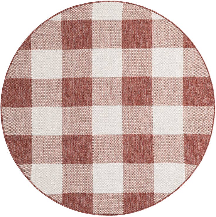 Detail image of 6' x 6' Easy-Clean Checkered Indoor / Outdoor Round Rug
