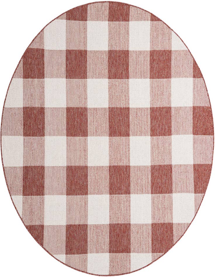 Detail image of 7' 10 x 7' 10 Easy-Clean Checkered Indoor / Outdoor Round Rug