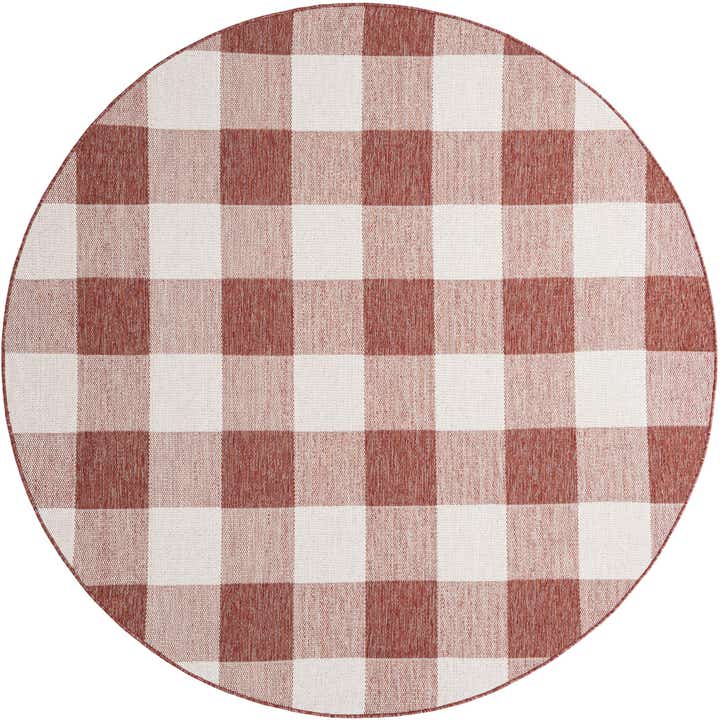 7' 10 x 7' 10 Easy-Clean Checkered Indoor / Outdoor Round Rug