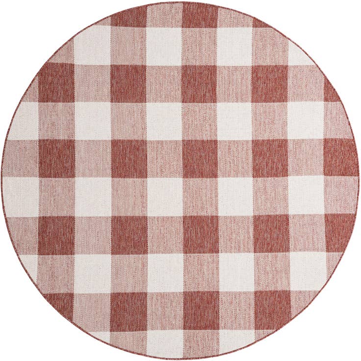 Detail image of 7' 10 x 7' 10 Easy-Clean Checkered Indoor / Outdoor Round Rug