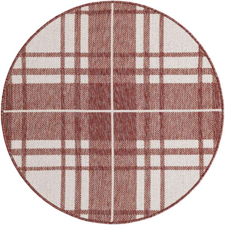 3' x 3' Easy-Clean Checkered Indoor / Outdoor Round Rug