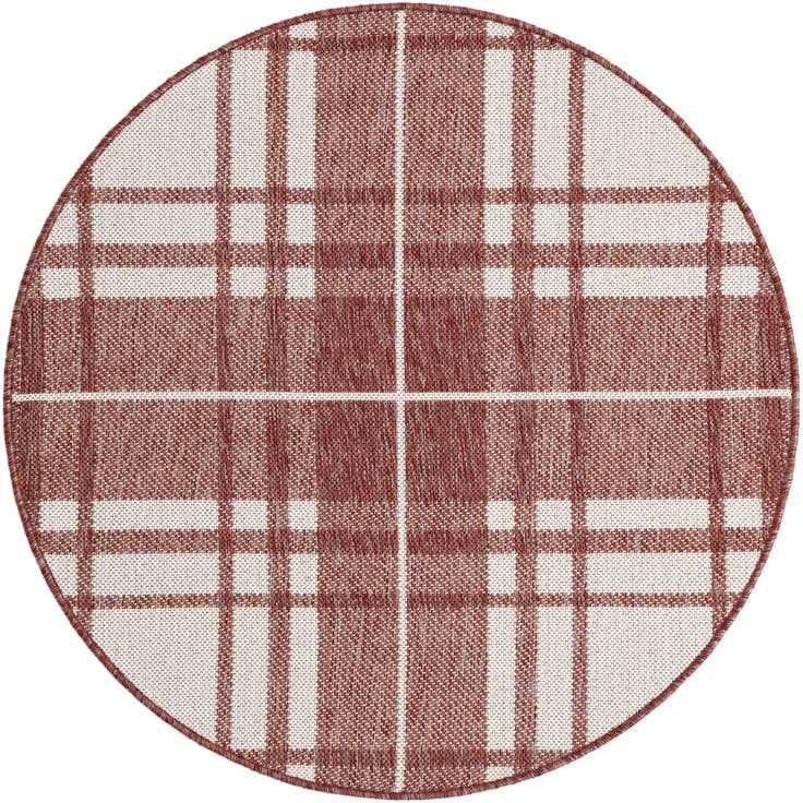 Detail image of 3' x 3' Easy-Clean Checkered Indoor / Outdoor Round Rug