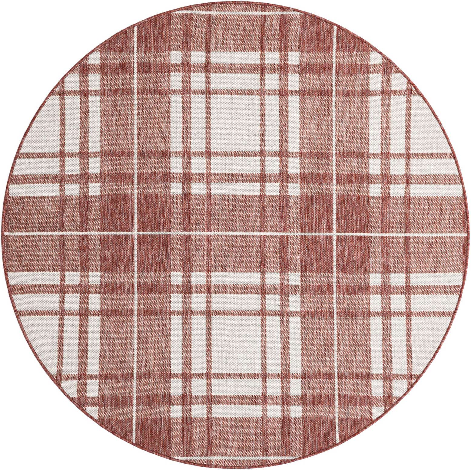 6' x 6' Easy-Clean Checkered Indoor / Outdoor Round Rug