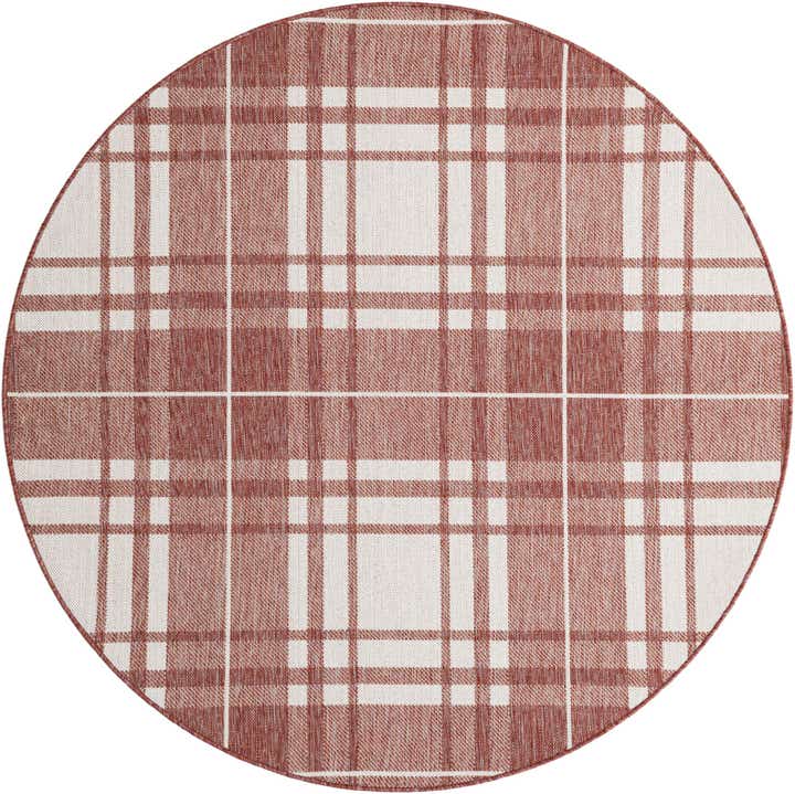 6' x 6' Easy-Clean Checkered Indoor / Outdoor Round Rug