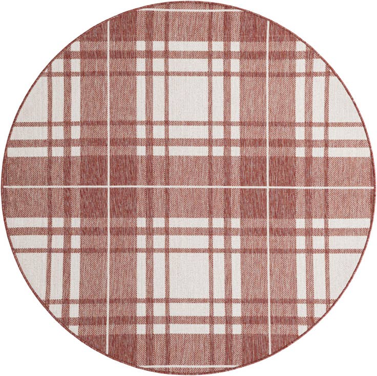 Detail image of 6' x 6' Easy-Clean Checkered Indoor / Outdoor Round Rug