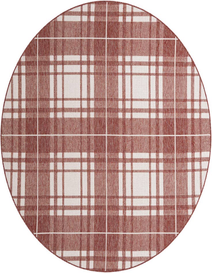 Detail image of 7' 10 x 7' 10 Easy-Clean Checkered Indoor / Outdoor Round Rug