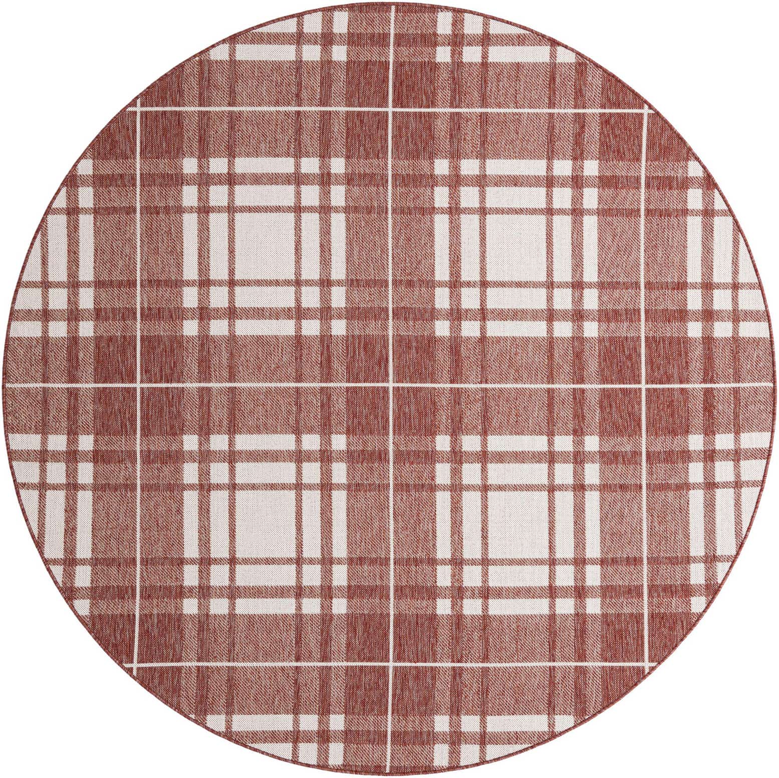 7' 10 x 7' 10 Easy-Clean Checkered Indoor / Outdoor Round Rug