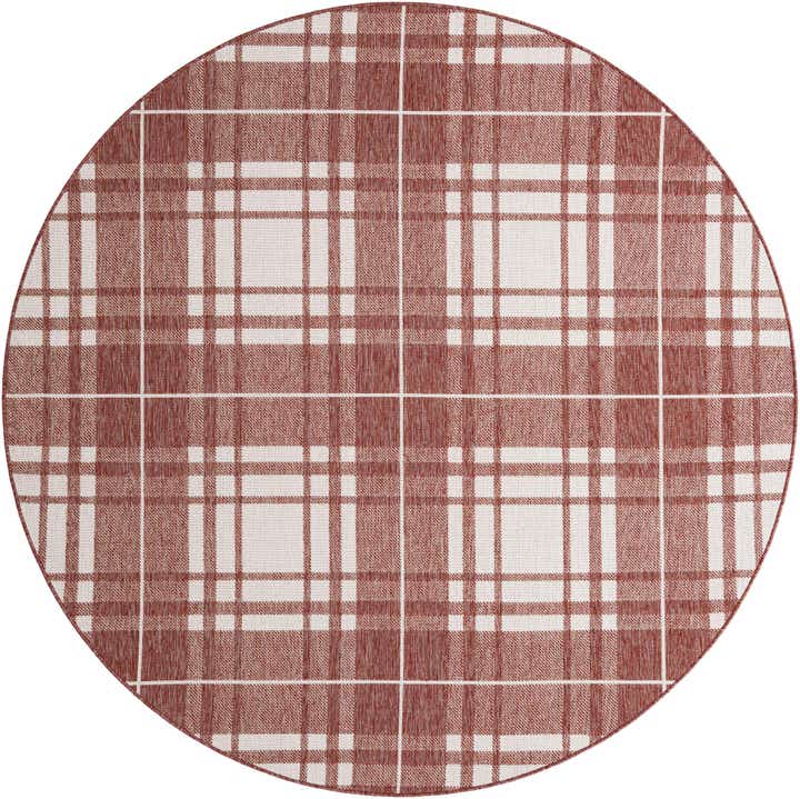 7' 10 x 7' 10 Easy-Clean Checkered Indoor / Outdoor Round Rug