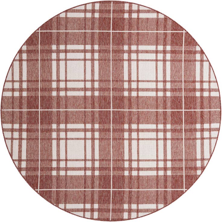Detail image of 7' 10 x 7' 10 Easy-Clean Checkered Indoor / Outdoor Round Rug