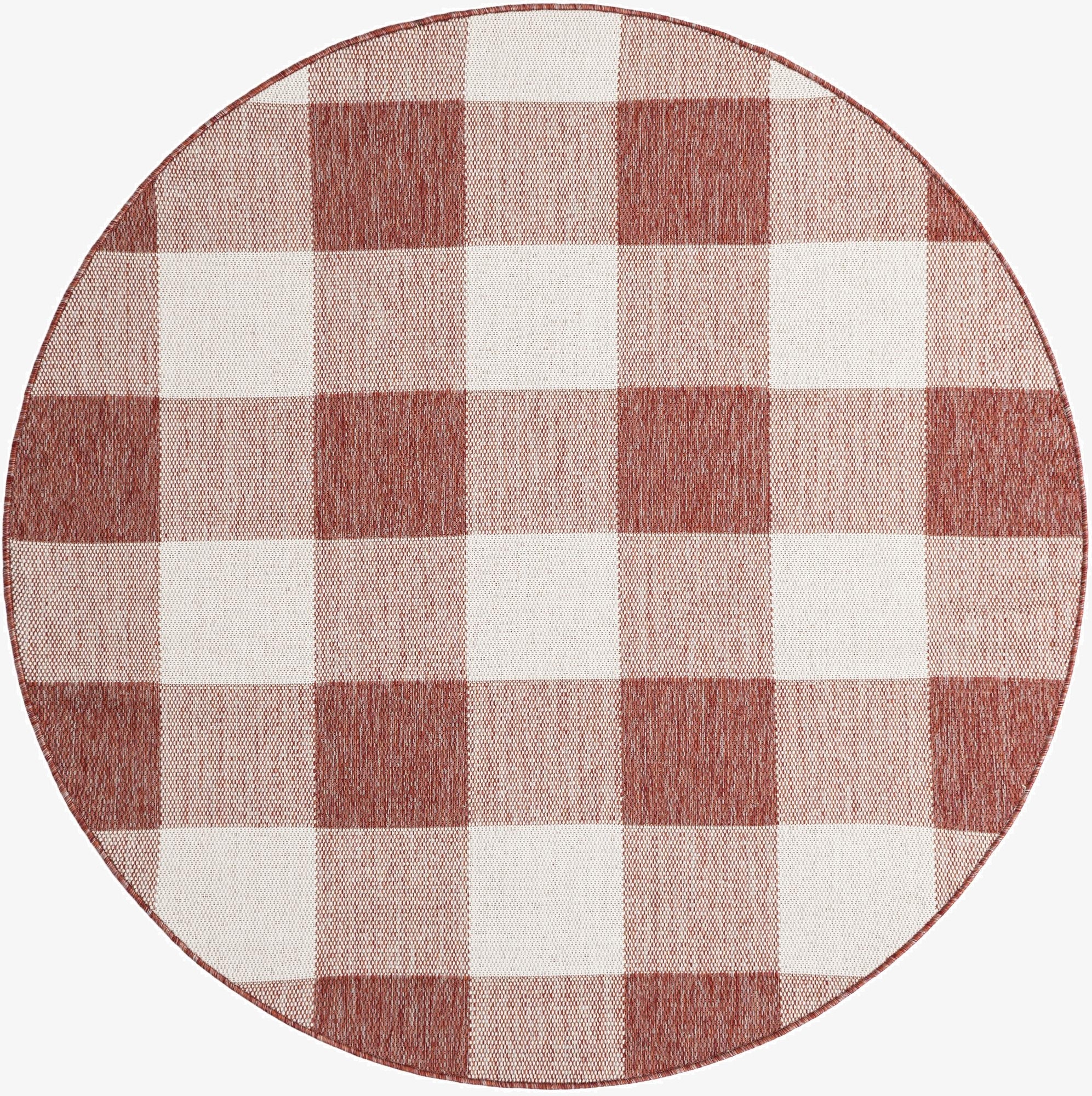 6' x 6'  Washable Checkered Indoor / Outdoor Round Rug