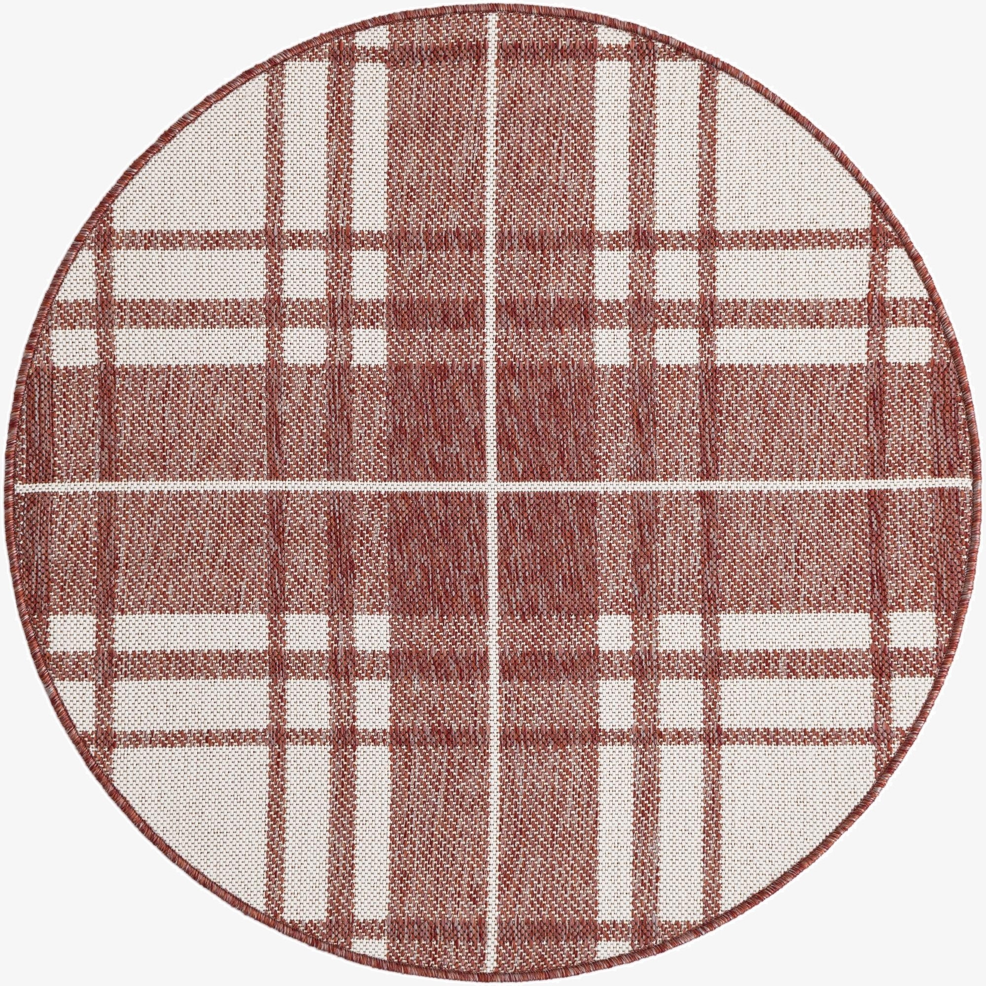 3' x 3'  Washable Checkered Indoor / Outdoor Round Rug