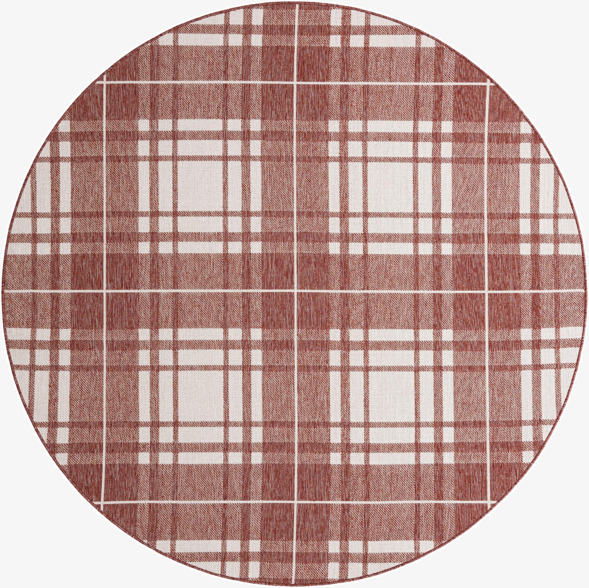 7' 10 x 7' 10  Washable Checkered Indoor / Outdoor Round Rug