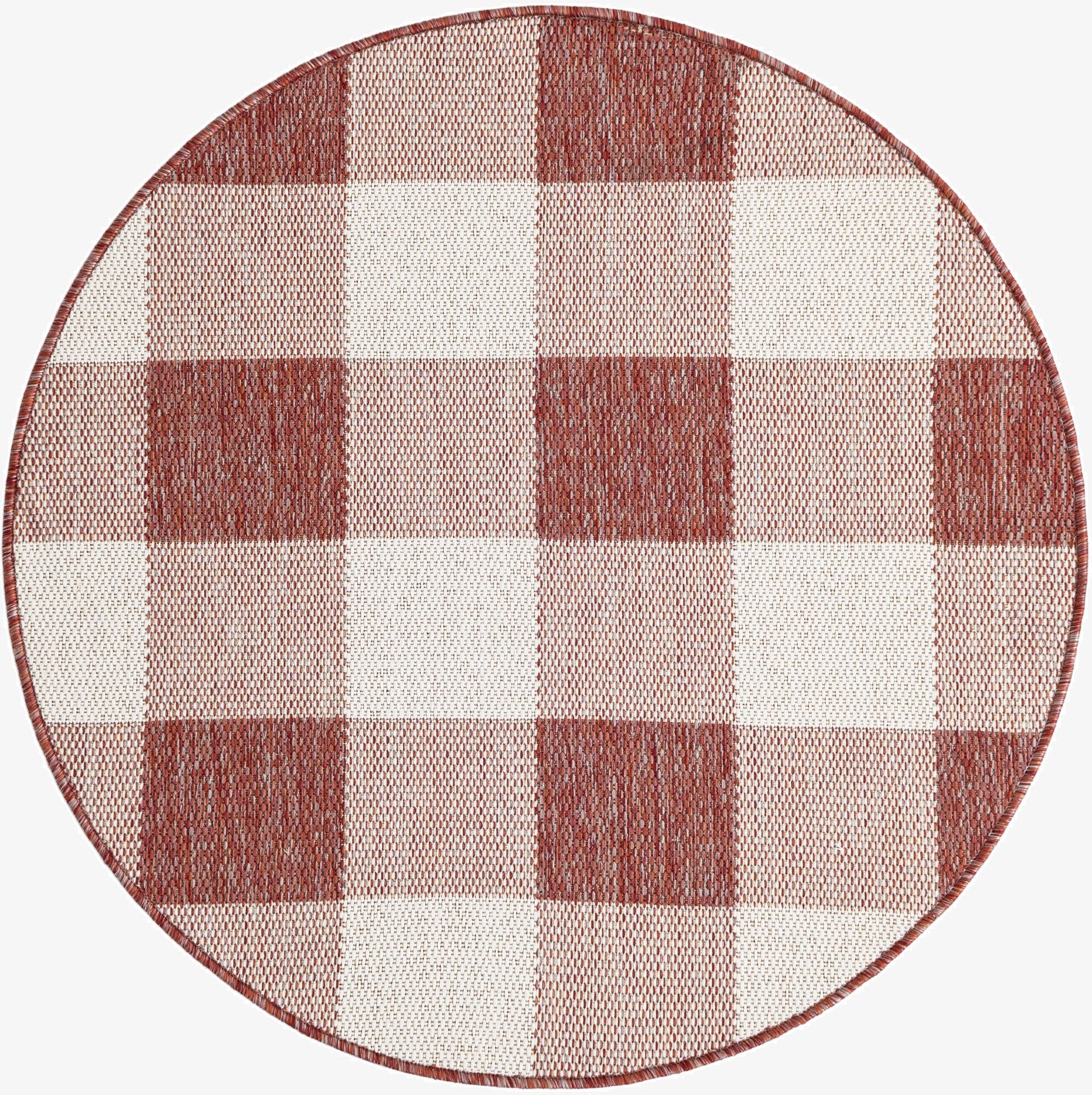 3' x 3'  Washable Checkered Indoor / Outdoor Round Rug