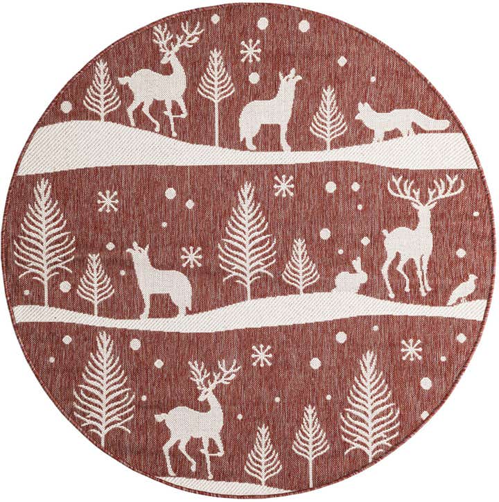 5' 3 x 5' 3 Easy-Clean Holiday Indoor / Outdoor Round Rug