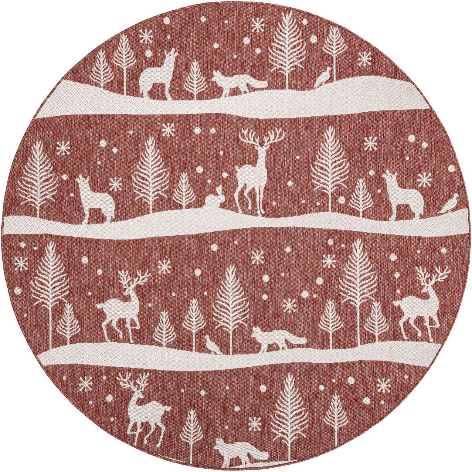 7' 10 x 7' 10 Easy-Clean Holiday Indoor / Outdoor Round Rug