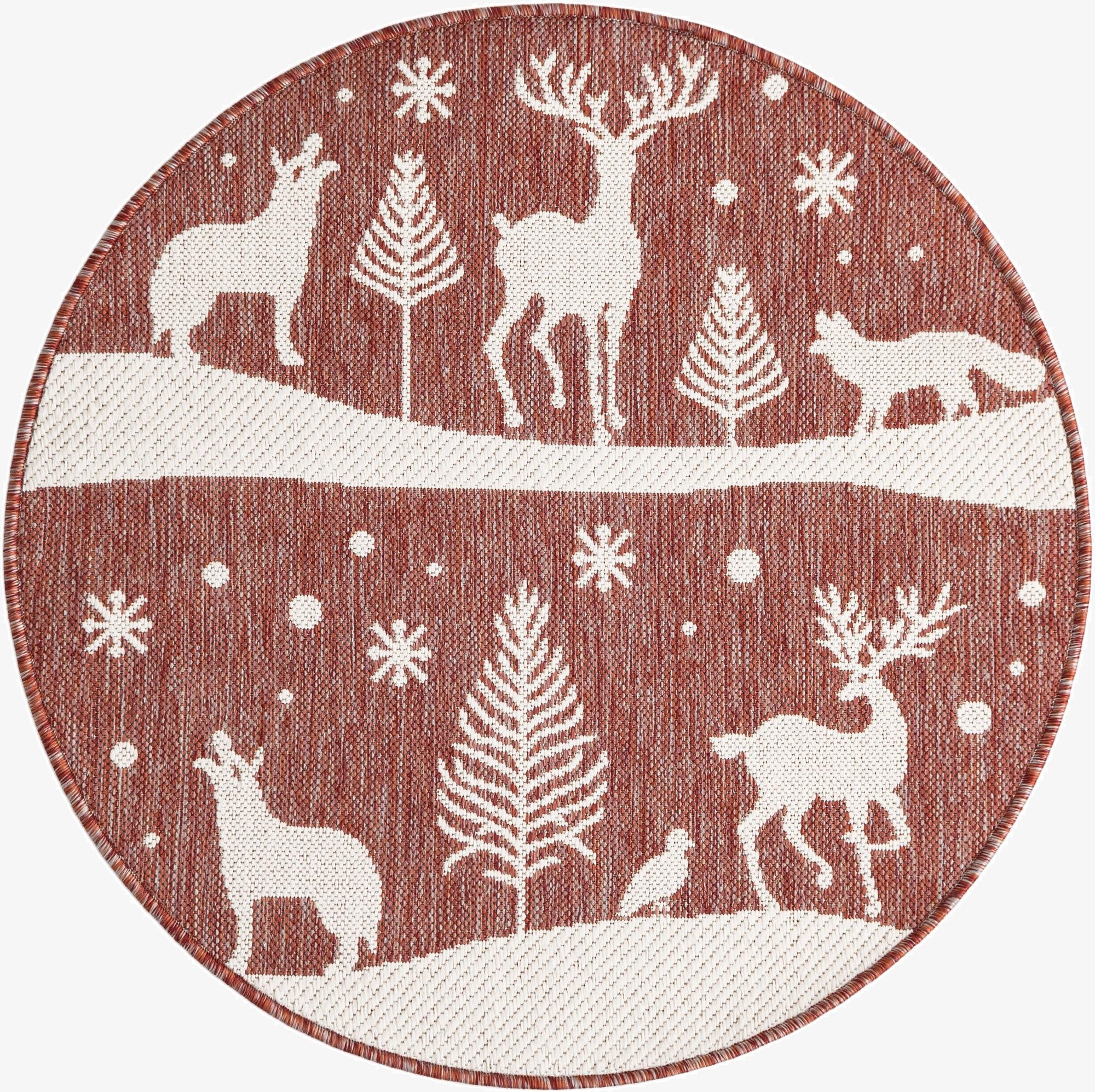 3' x 3'  Washable Holiday Indoor / Outdoor Round Rug