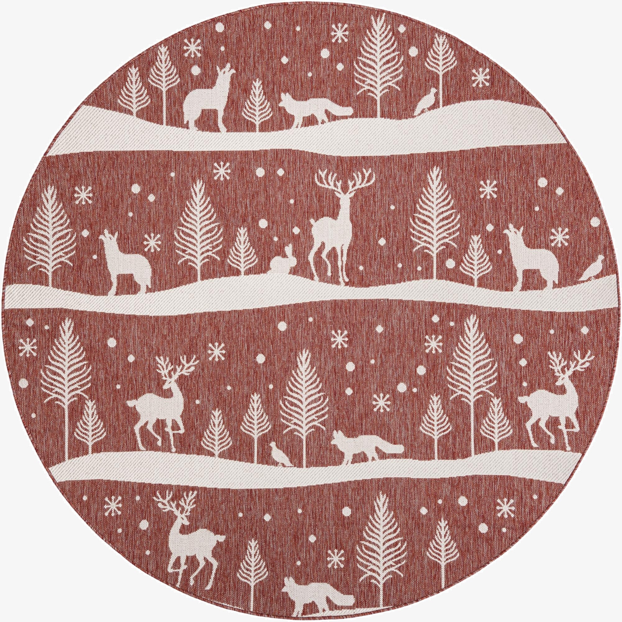 7' 10 x 7' 10  Washable Holiday Indoor / Outdoor Round Rug