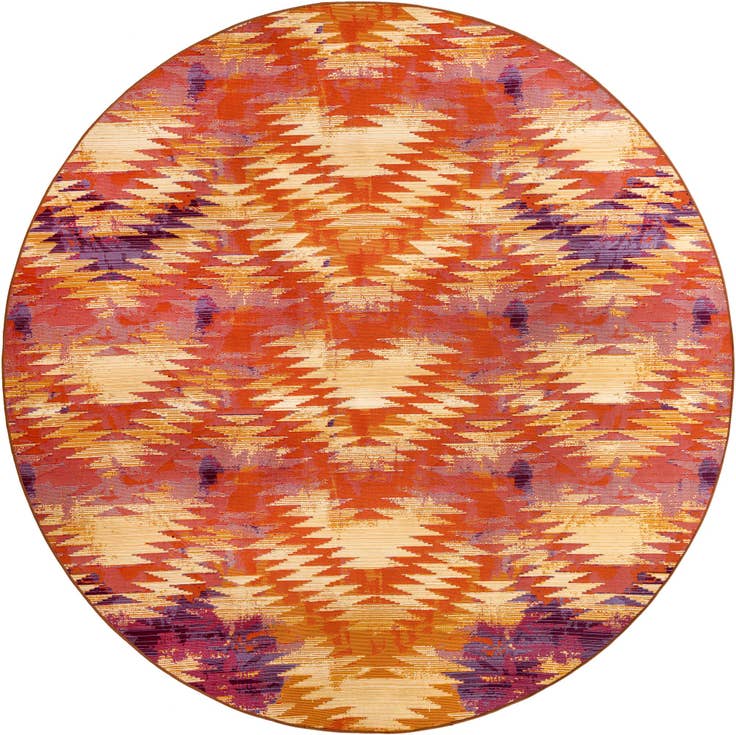 Detail image of 8' x 8' Easy-Clean Modern Indoor / Outdoor Round Rug