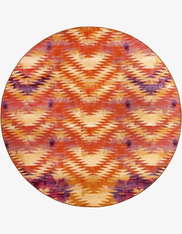 Red Easy-Clean Modern Indoor / Outdoor Round Rug