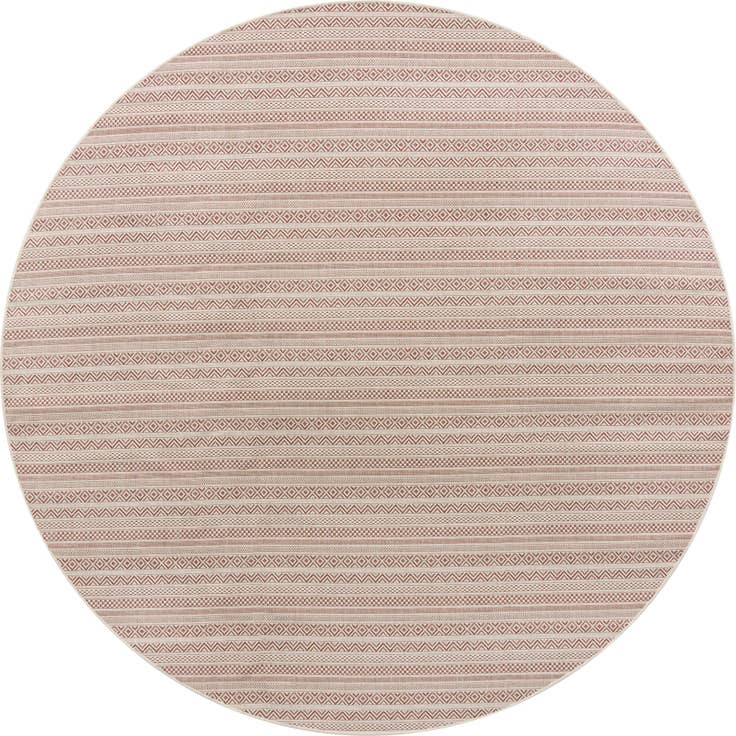 Detail image of 10' x 10' Easy-Clean Striped Indoor / Outdoor Round Rug