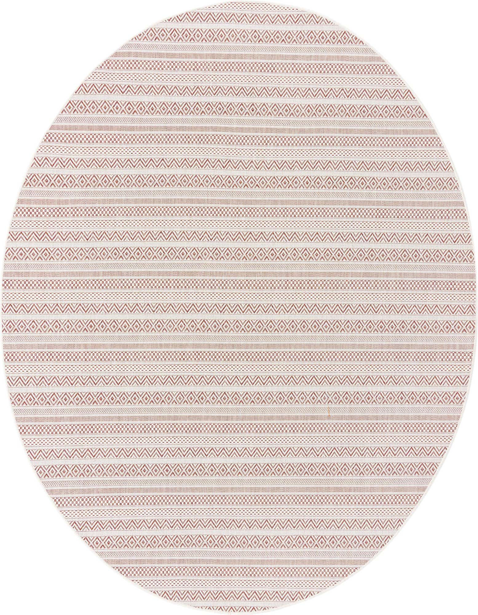 7' 10 x 7' 10 Easy-Clean Striped Indoor / Outdoor Round Rug