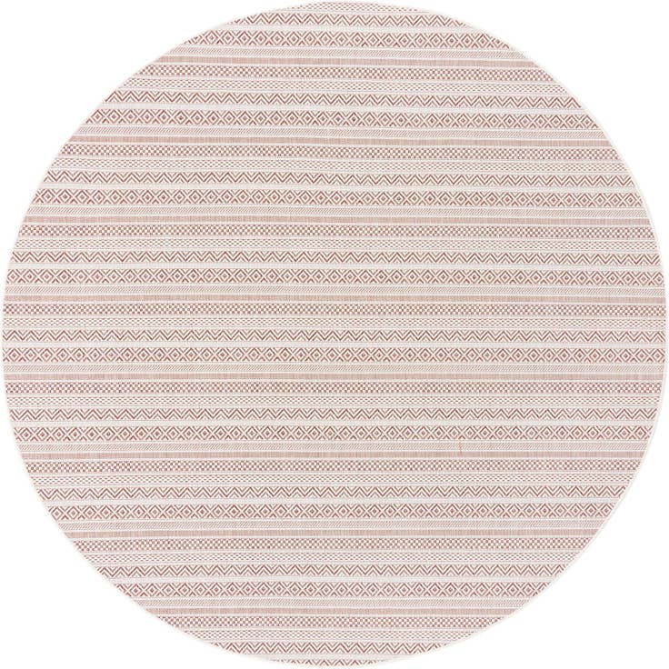 Detail image of 7' 10 x 7' 10 Easy-Clean Striped Indoor / Outdoor Round Rug