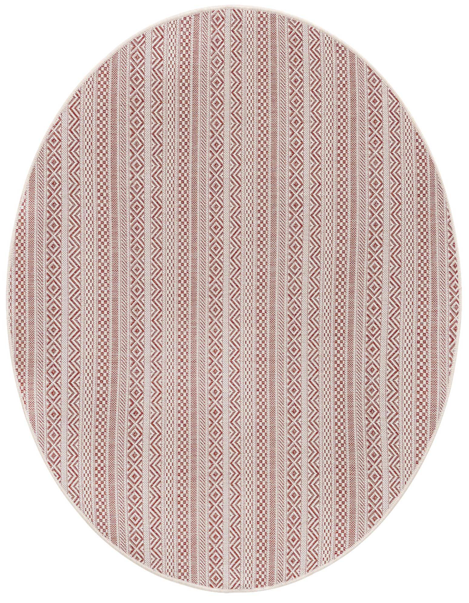 5' 3 x 5' 3 Easy-Clean Striped Indoor / Outdoor Round Rug