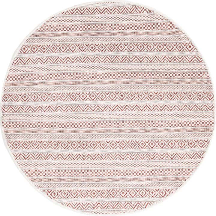 4' x 4' Easy-Clean Striped Indoor / Outdoor Round Rug