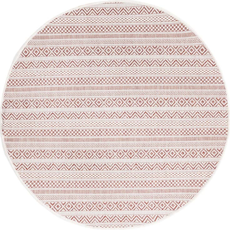 Detail image of 4' x 4' Easy-Clean Striped Indoor / Outdoor Round Rug