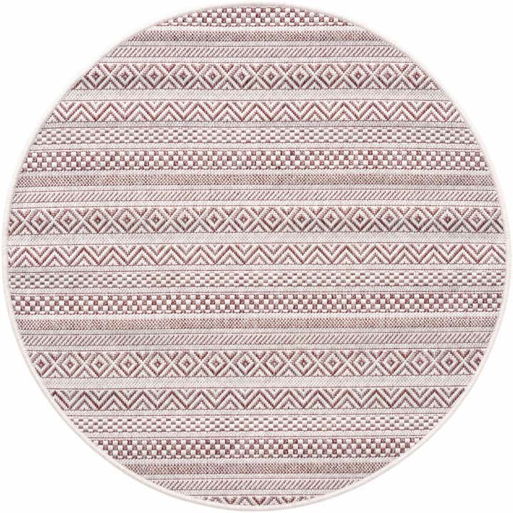3' x 3' Easy-Clean Striped Indoor / Outdoor Round Rug