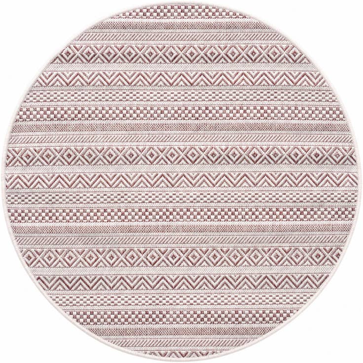 Detail image of 3' x 3' Easy-Clean Striped Indoor / Outdoor Round Rug