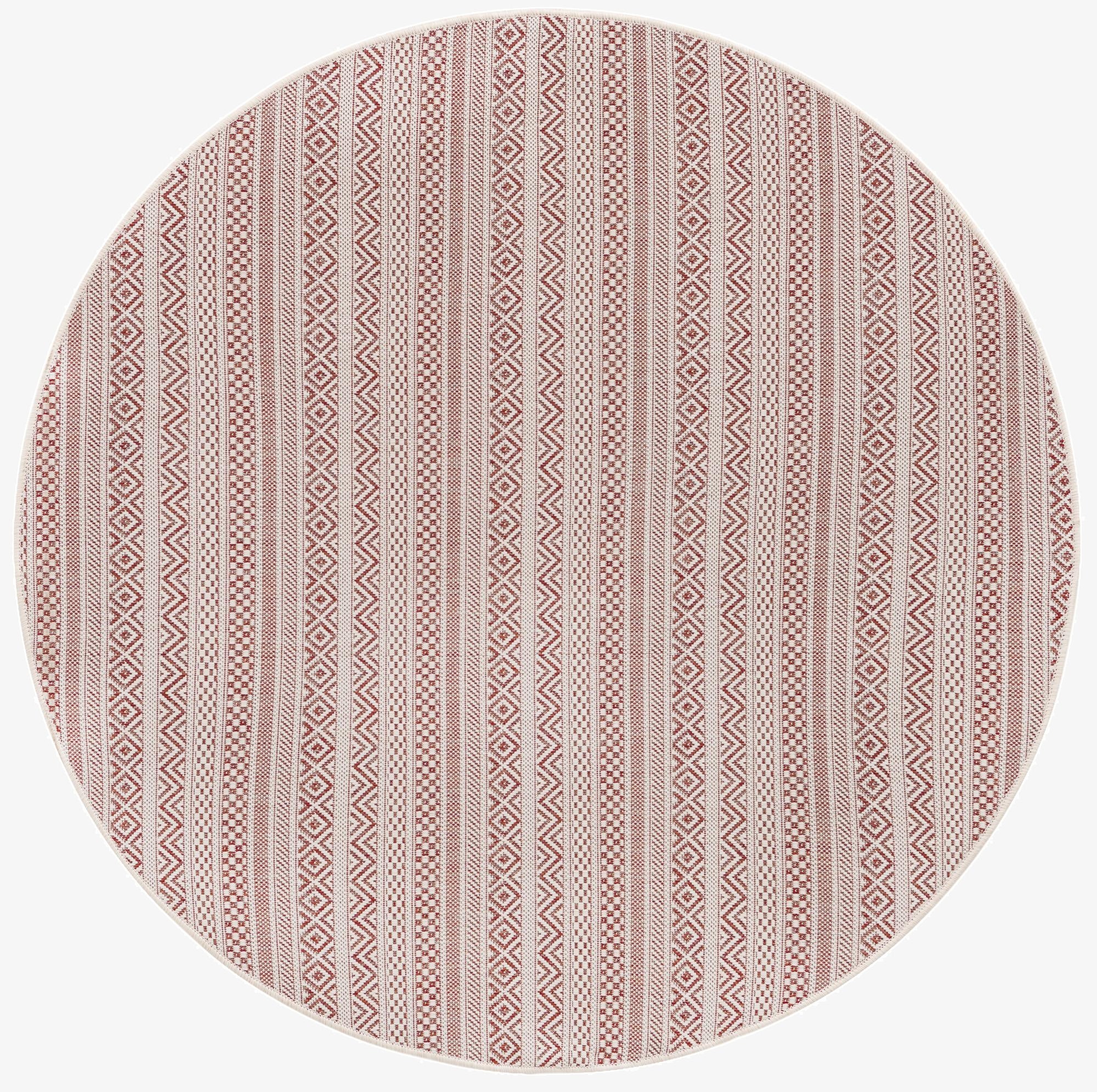 Primary image 5' 3 x 5' 3  Washable Striped Indoor / Outdoor Round Rug