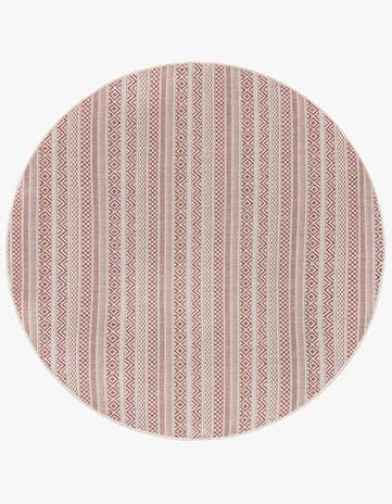 5' 3 x 5' 3 Easy-Clean Striped Indoor / Outdoor Round Rug