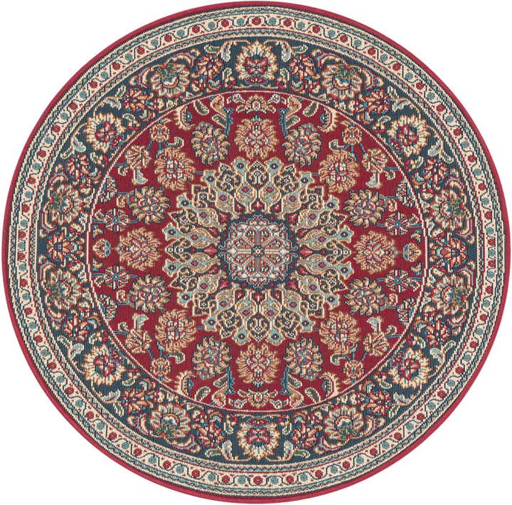 3' 3 x 3' 3 Easy-Clean Traditional Indoor / Outdoor Round Rug