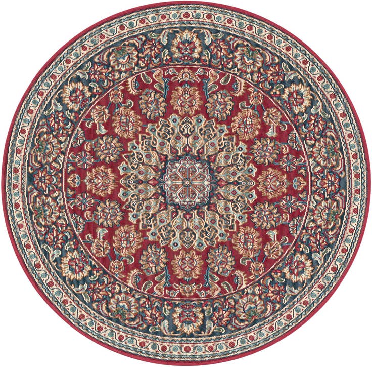 Detail image of 3' 3 x 3' 3 Easy-Clean Traditional Indoor / Outdoor Round Rug