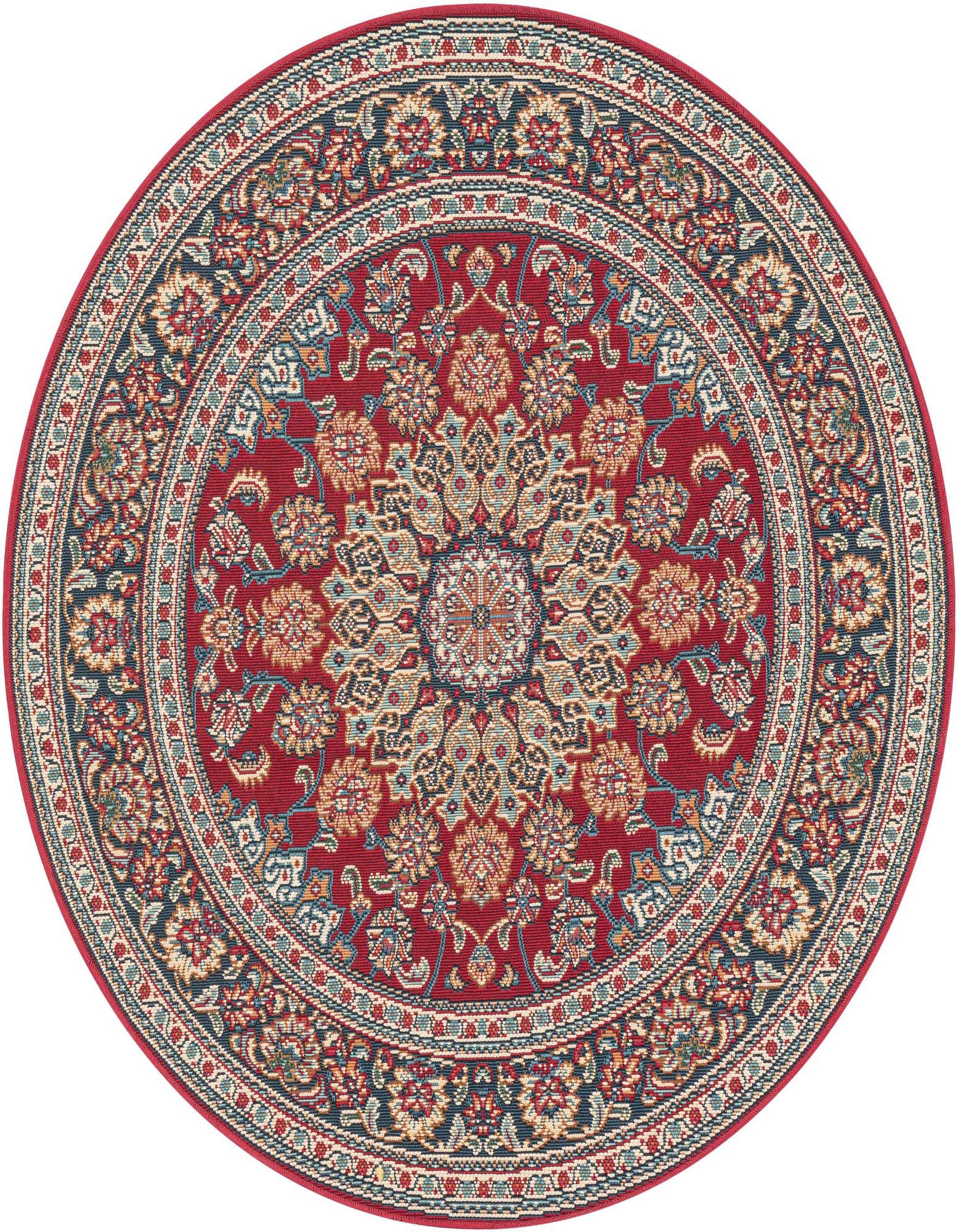 4' 1 x 4' 1 Easy-Clean Traditional Indoor / Outdoor Round Rug
