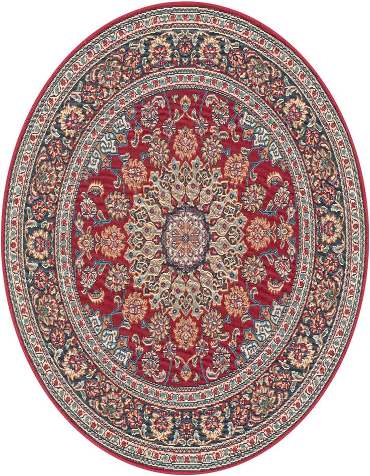 Detail image of 4' 1 x 4' 1 Easy-Clean Traditional Indoor / Outdoor Round Rug