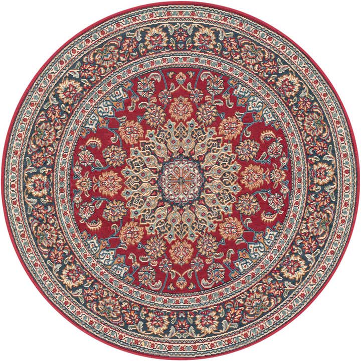 4' 1 x 4' 1 Easy-Clean Traditional Indoor / Outdoor Round Rug