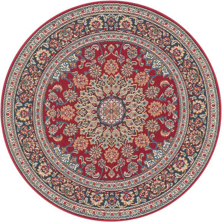 Detail image of 4' 1 x 4' 1 Easy-Clean Traditional Indoor / Outdoor Round Rug