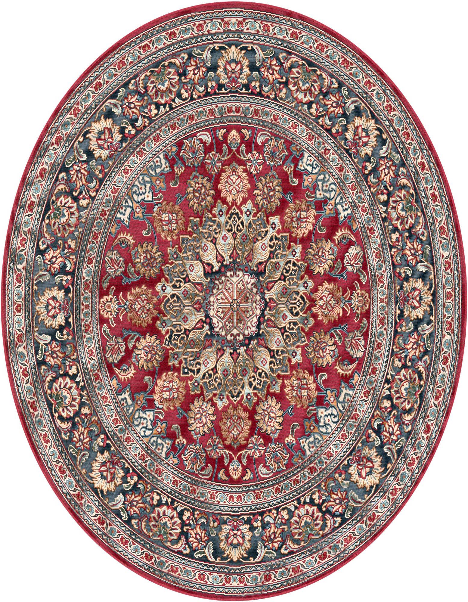 6' 1 x 6' 1 Easy-Clean Traditional Indoor / Outdoor Round Rug