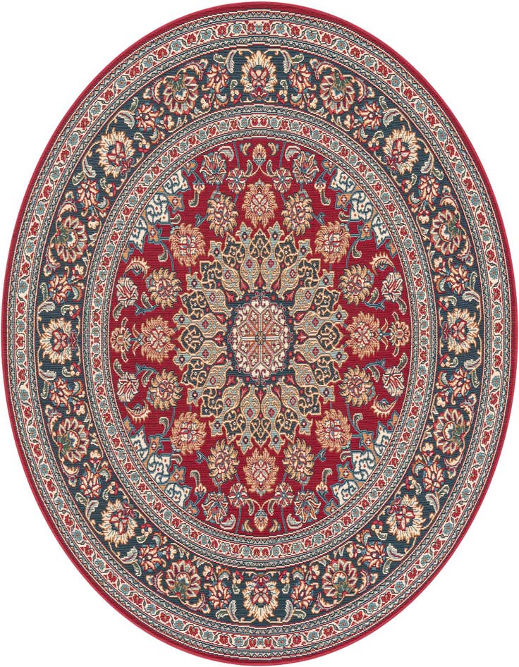 Detail image of 6' 1 x 6' 1 Easy-Clean Traditional Indoor / Outdoor Round Rug