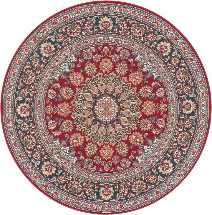 6' 1 x 6' 1 Easy-Clean Traditional Indoor / Outdoor Round Rug