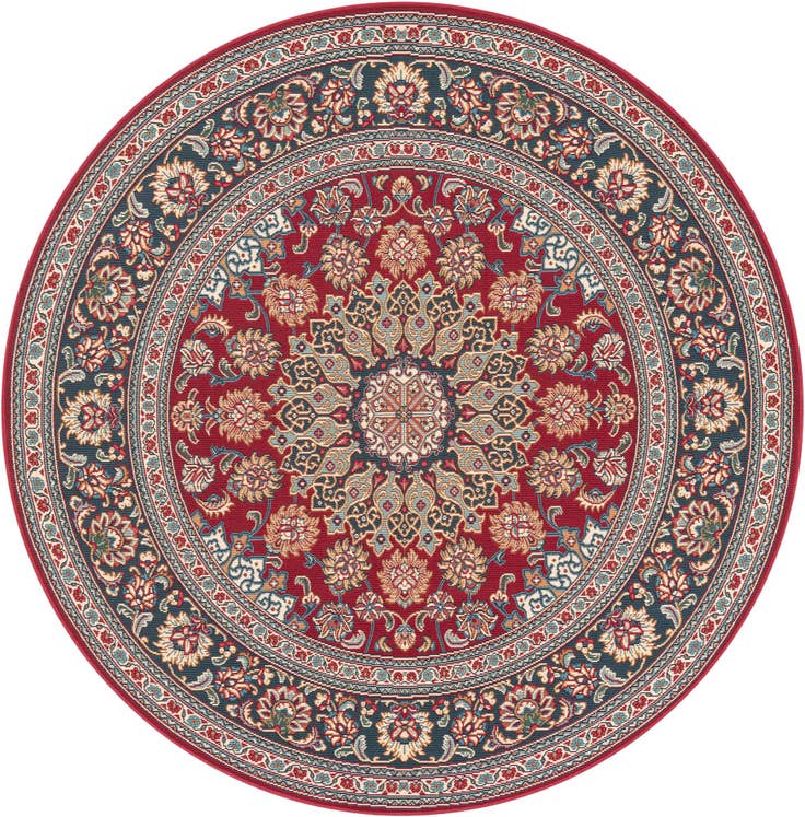 Detail image of 6' 1 x 6' 1 Easy-Clean Traditional Indoor / Outdoor Round Rug