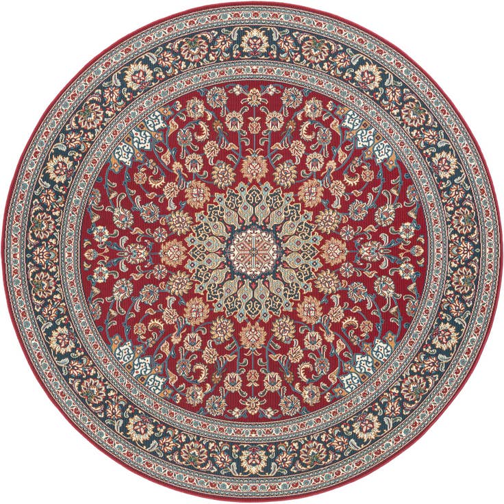 Detail image of 7' 10 x 7' 10 Easy-Clean Traditional Indoor / Outdoor Round Rug