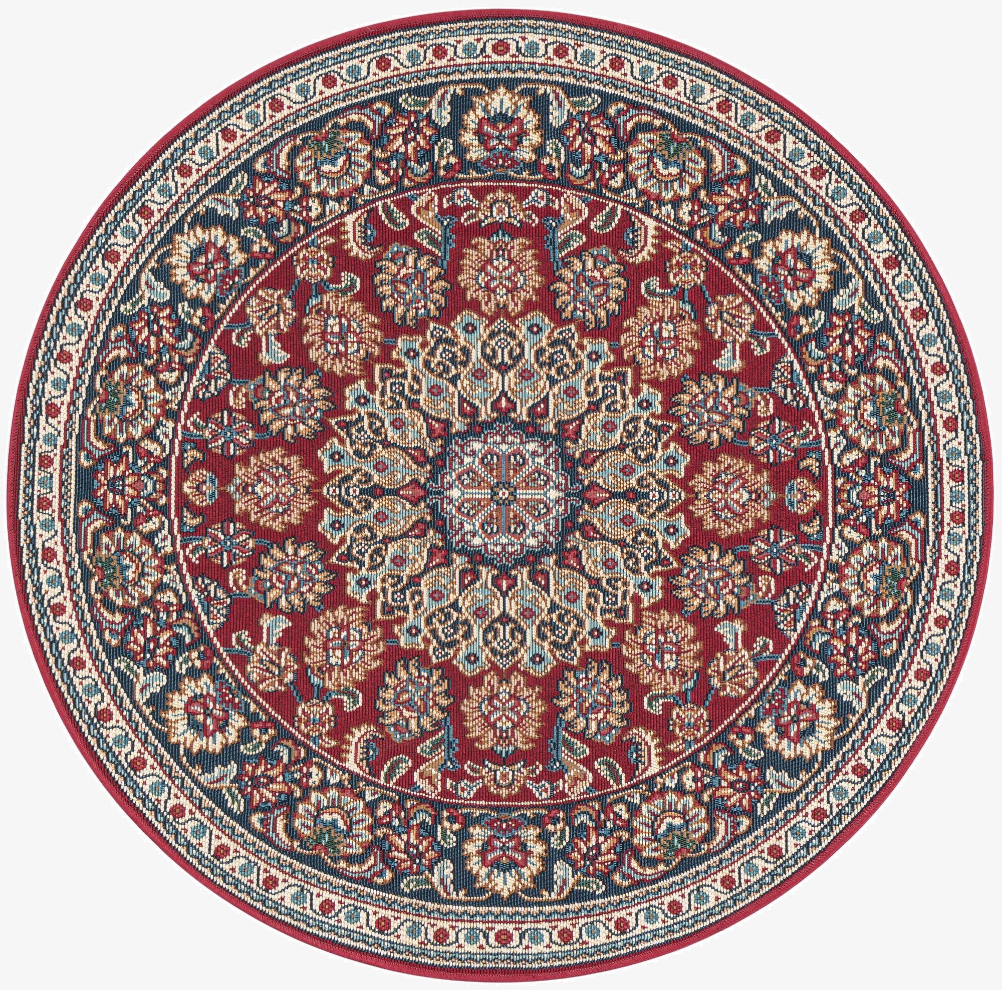 3' 3 x 3' 3  Washable Traditional Indoor / Outdoor Round Rug